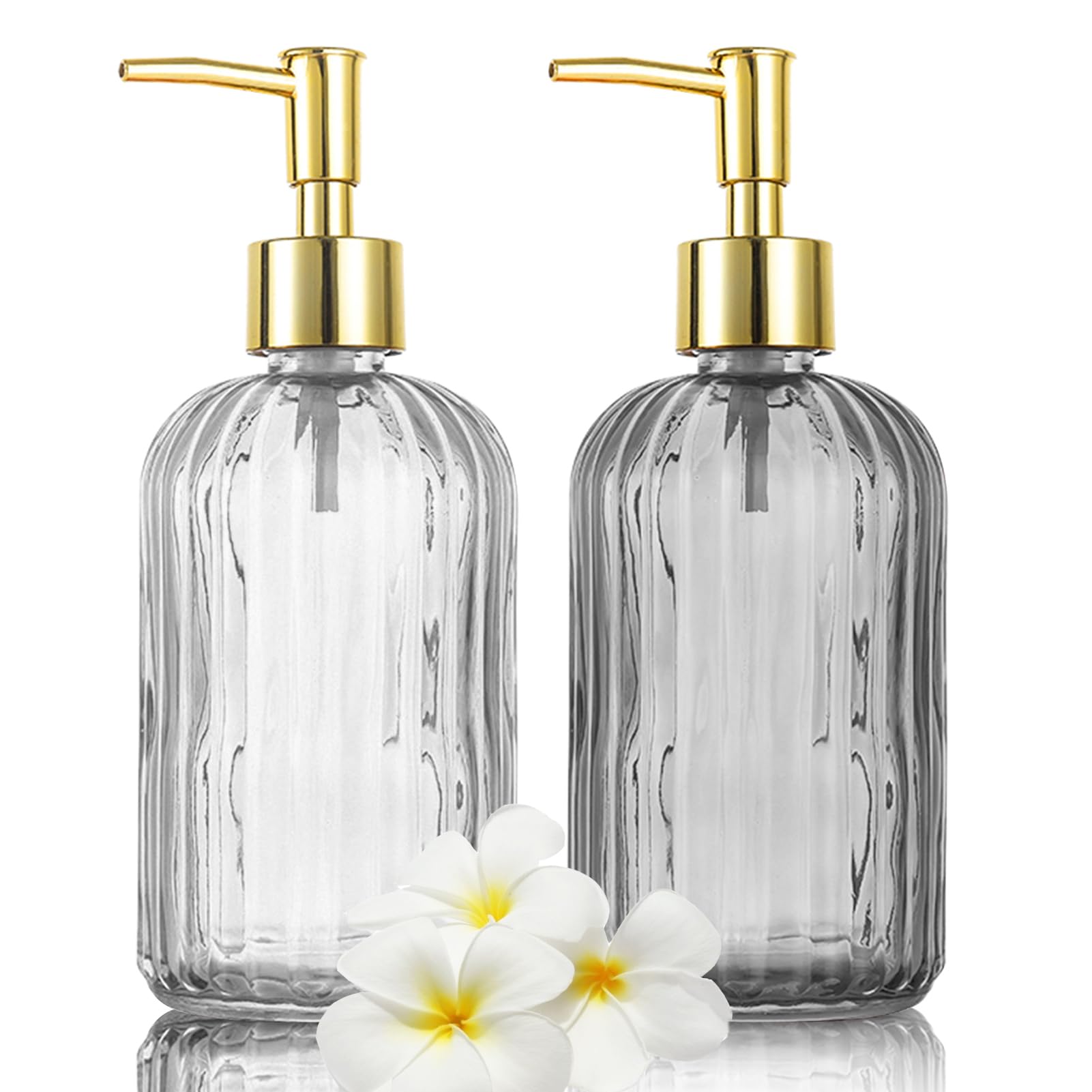 BINO 2-Pack Glass Soap Dispenser with Pump