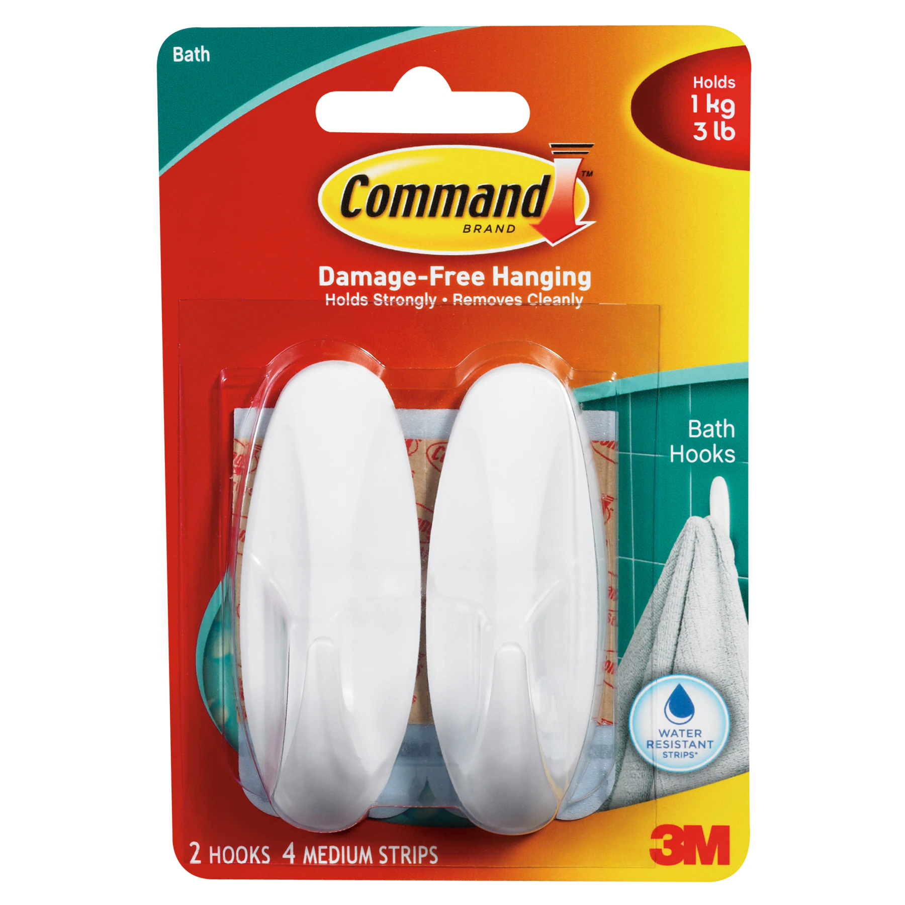 Command Bath Large Water-Resistant Hooks (2-Pack)