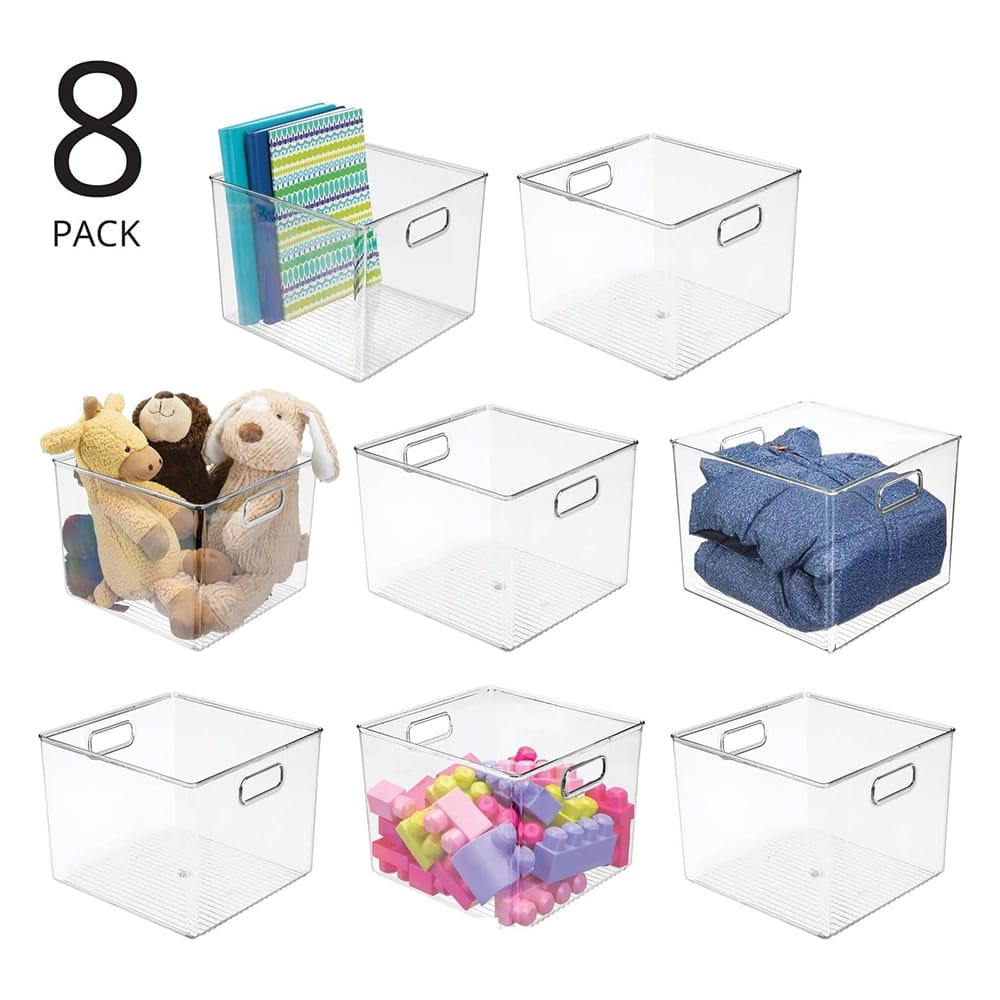 HBlife 8-Pack Clear Plastic Organizer Bins