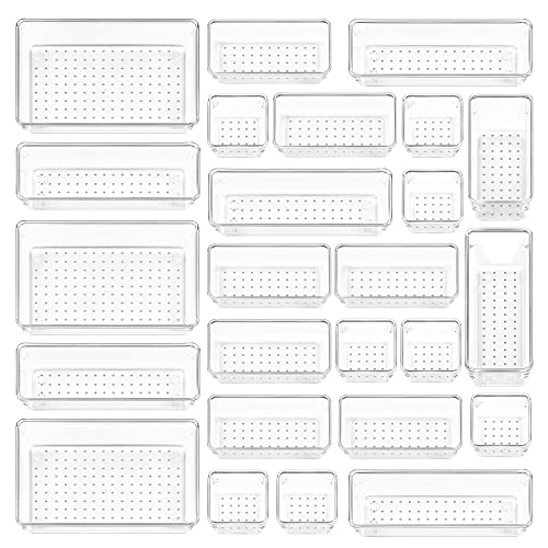 Vtopmart 25-Piece Clear Plastic Drawer Organizers